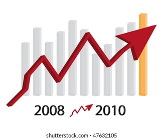 arrow business graph show the growing
