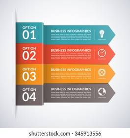 Arrow business infographics design template. 4 steps, parts, options, stages abstract vector background