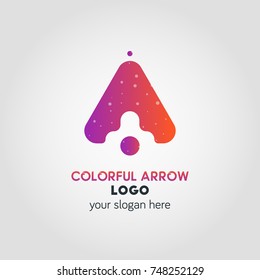 Up Arrow Business Logo Template Using Double Exposure Effect Between Colorful Abstract Arrow And Space stars