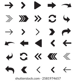 arrow button. black arrow head icon sign symbol. circle collections. flat direction up down left right download forward element. eps vector format. directional design. 