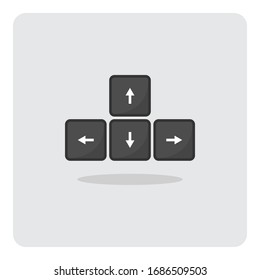 Arrow button for computer keyboard or digital keypad, Direction button, Vector design of flat icon on isolated background.