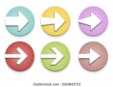 Arrow button icon set.  Arrow icons on circle button. Vector illustration. Eps 10.