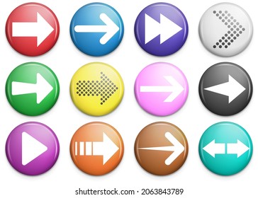 Conjunto de iconos de botón de flecha.  Iconos de flecha en el botón circular. Ilustración vectorial. Eps 10.