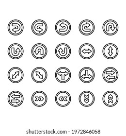 Arrow Button icon set with Outline Style for Business: up arrows, button arrow, Right Arrow, Left Arrow