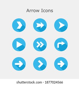 Arrow button icons able to use as different directions. They can use websites, Mobile apps and other digital and printed media.