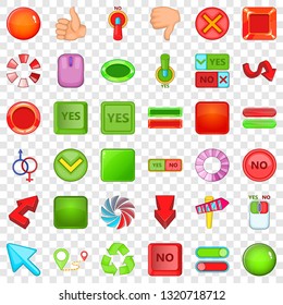 Arrow and button icons set. Cartoon style of 36 arrow and button vector icons for web for any design