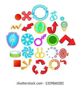 Arrow button icons set. Cartoon set of 25 arrow button icons for web isolated on white background