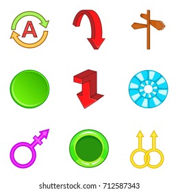 Arrow button icons set. Cartoon set of 9 arrow button vector icons for web isolated on white background