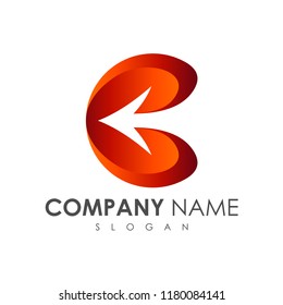 arrow button logo, arrow letter c initial letter logo design