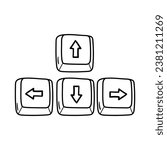 Arrow button vector icon in doodle style. Symbol in simple design. Cartoon object hand drawn isolated on white background.