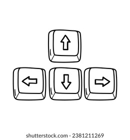 Arrow button vector icon in doodle style. Symbol in simple design. Cartoon object hand drawn isolated on white background.