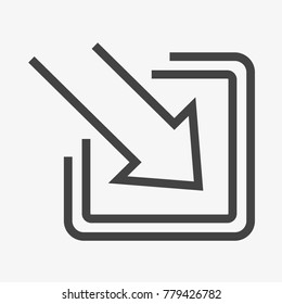 Arrow button vector icon isolated on light grey background