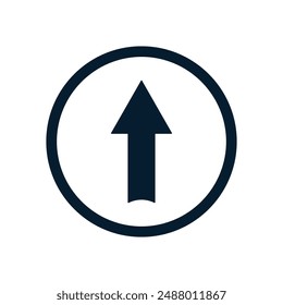 Up arrow button. Vector linear icon isolated on white background.