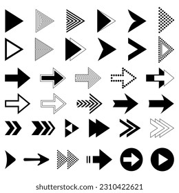 Arrow buttons. Big set of black arrow icons. Concept of black arrows for design.