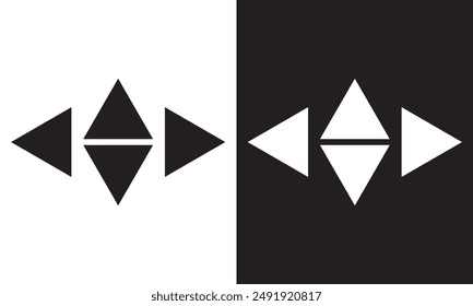 Conjunto de iconos de Botones de flecha. Sitio web de desplazamiento de navegación. Siguiente y anterior Botones redondeados para App. Botones de flecha de interfaz de Web aislados sobre fondo blanco y negro. Ilustración vectorial. EPS 10