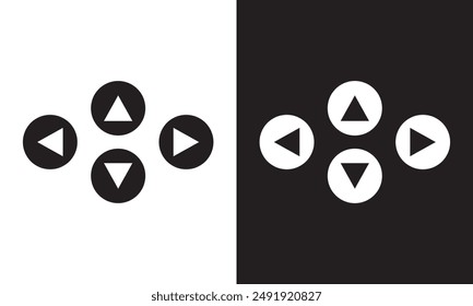 Conjunto de iconos de Botones de flecha. Sitio web de desplazamiento de navegación. Siguiente y anterior Botones redondeados para App. Botones de flecha de interfaz de Web aislados sobre fondo blanco y negro. Ilustración vectorial. EPS 10