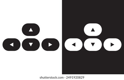 Conjunto de iconos de Botones de flecha. Sitio web de desplazamiento de navegación. Siguiente y anterior Botones redondeados para App. Botones de flecha de interfaz de Web aislados sobre fondo blanco y negro. Ilustración vectorial. EPS 10