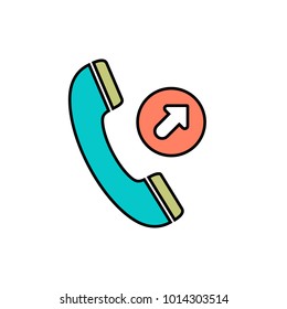 Arrow call communication handle handset phone telephone icon. Vector illustration
