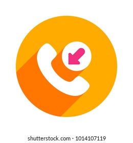 Arrow call handle handset incoming phone telephone icon. Vector illustration