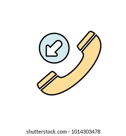 Arrow call handle handset incoming phone telephone icon. Vector illustration