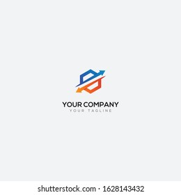 arrow call in call out logo, direction moving logo hexagonal