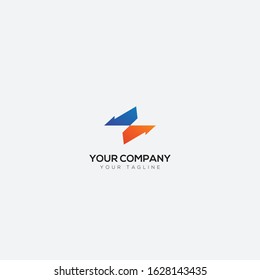 arrow call in call out logo, direction moving logo hexagonal