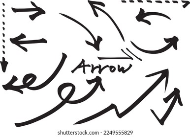 Arrow calligraphy style handwritten illustration material Translation: Say arrow in English