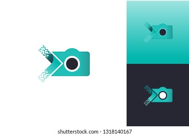 Arrow Camera Pixel Logo Inspirations Template