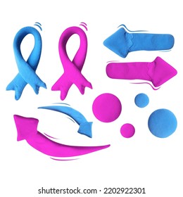 Arrow And Cancer Tape Separated Element Set Made From Plasticine.