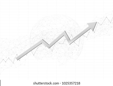 Arrow with Candle stick graph chart in financial market with world, Forex trading graphic concept, vector