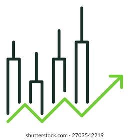 Vector de gráfico de velas de flecha Concepto de inversión icono de color o elemento de diseño