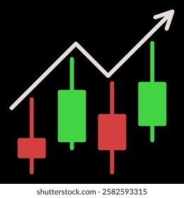 Arrow with Candlestick Chart vector Technical Analysis concept colored icon or design element