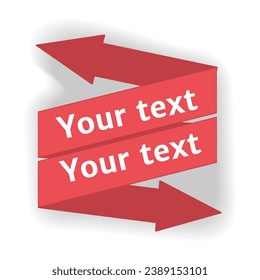Arrow in the cartoon style. This bold and vibrant red arrow, part of an element of set, complete with a shadow and space for text. Vector illustration.
