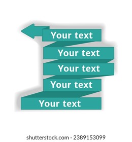 Arrow in the cartoon style. This striking element of set - a bright arrow with a shadow and a dedicated text section for various using. Vector illustration.