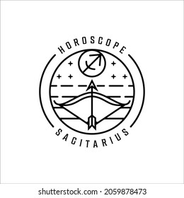 arrow centaur zodiac of sagittarius logo line art simple minimalist vector illustration template icon design. horoscope sign mysticism and astrology symbol