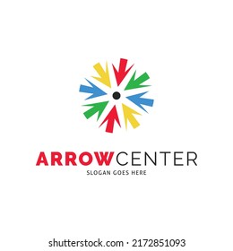Arrow Center Icon Vector Logo Template Illustration Design