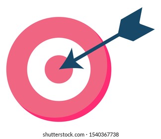 Arrow in center of round space, target symbol. Element of success, goal or hit sign, creative idea of brokers collaboration, successful object vector