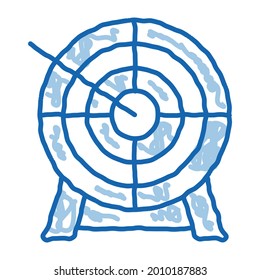 Arrow In Center Of Target sketch icon vector. Hand drawn blue doodle line art Archery Arrow Bullseye Accuracy Wooden Desk Sportive Tools sign. isolated symbol illustration