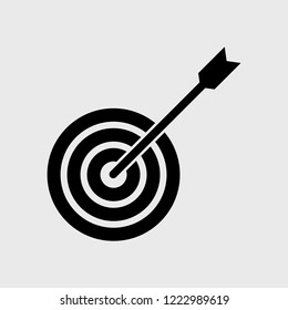 Arrow in center of target. Vector icon with transparent details