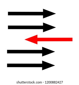 arrow changing direction and white ones. 