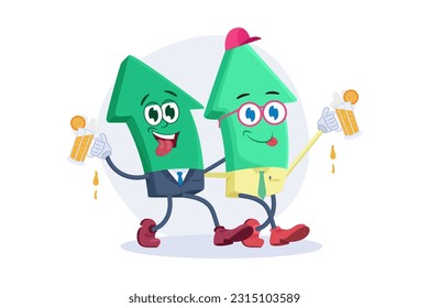 Arrow Character With Increase in Investment Value Vector Illustration Design Concept