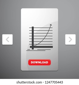Arrow, chart, curve, experience, goal Glyph Icon in Carousal Pagination Slider Design & Red Download Button