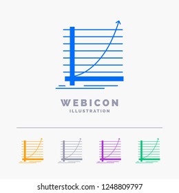Arrow, chart, curve, experience, goal 5 Color Glyph Web Icon Template isolated on white. Vector illustration