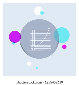 Arrow, chart, curve, experience, goal White Line Icon colorful Circle Background