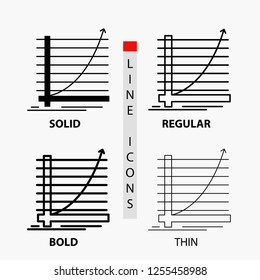 Arrow, chart, curve, experience, goal Icon in Thin, Regular, Bold Line and Glyph Style. Vector illustration