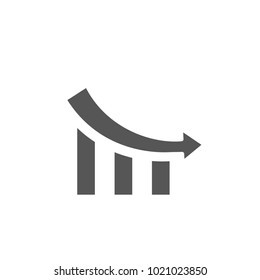 Arrow chart down icon isolated on white background. Trendy arrow chart down icon in flat style. Template for app, ui and logo, vector illustration, eps 10