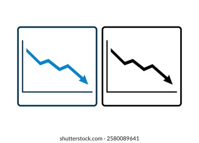 arrow chart down icon. Icon related to graph and seo . suitable for web site, app, user interfaces, printable etc. solid icon style. simple vector design editable