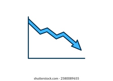 arrow chart down icon. Icon related to graph and seo . suitable for web site, app, user interfaces, printable etc. flat line icon style. simple vector design editable