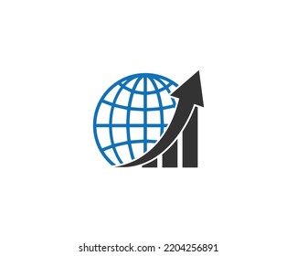 Arrow Chart Global business and Global Financial Logo Design. Global Marketing  Professional Vector Template.