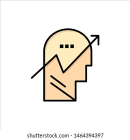 Arrow, Chart, Human, Knowledge, Mind,   Flat Color Icon. Vector icon banner Template. Vector Icon Template background